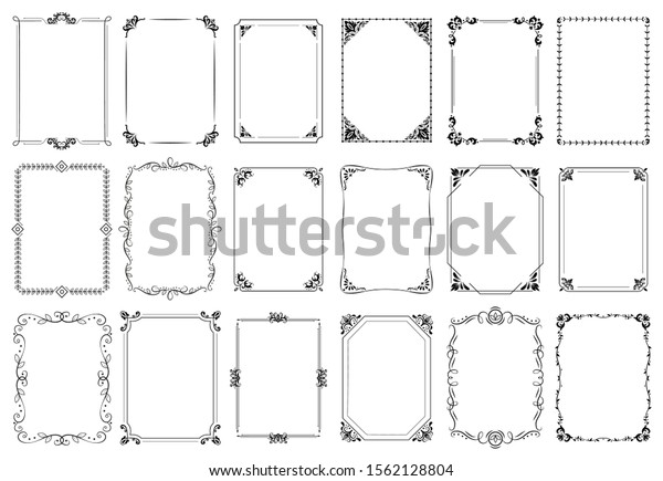 飾り枠 レトロな装飾枠 ビンテージ長方形の装飾 装飾的な境界 装飾的なウエディングフレーム アンティーク 美術館の絵の境界 デコディバー 分離型アイコンセット のイラスト素材