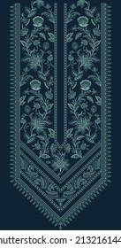 Decorative modern  Kashmiri tanka embroidery style neckline motif pattern artwork