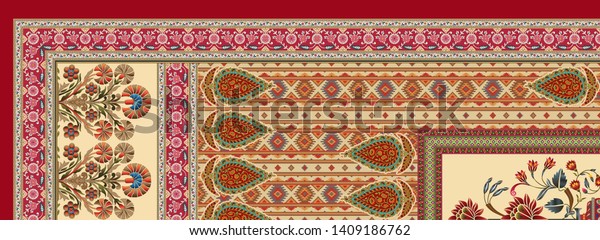 Decorative Paisley Mughal Motif Stole Design Stock Illustration ...