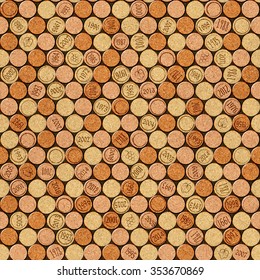 Decorative Pattern Of Wine Bottles Corks - Seamless Background - Interior Design Wallpaper - Wall Panel Pattern - Texture Cork