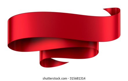 Decorative red ribbon banner isolated on white - Powered by Shutterstock