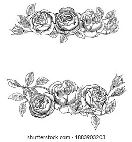 Decorative rose flowers arrangement. Vintage hand engraved illustration. Ready to use detailed, hi-resolution illustration template - Powered by Shutterstock