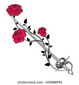 Similar Images, Stock Photos & Vectors of Decorative roses with sword