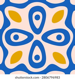 Decorative vector Tile featuring symmetric petals, folk ornament, southern mood, handcrafted look, perfect for interior accents