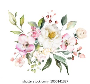 Flowers Watercolor Illustration Manual Composition Mothers Stock ...