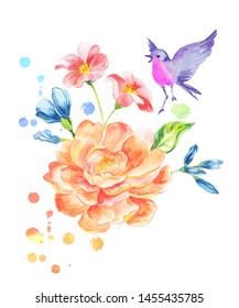 Decorative Watercolor Flowers Floral Illustration Stock Illustration ...