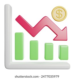 Decrease Chart Graph 3D Rendering Illustration
