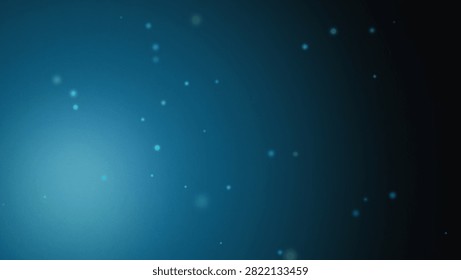 Deep blue abstract background featuring floating particles of soft bright light creating serene underwater or outer space aesthetic for digital imagery.