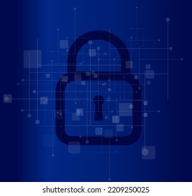 A Deep Blue Lock On A Digital Background