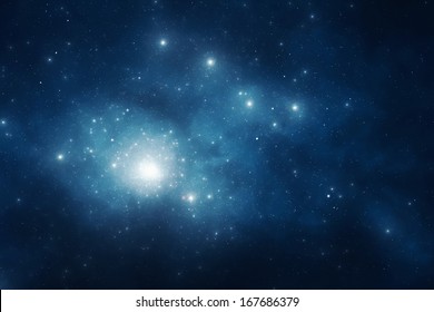 Deep Blue Night Sky Filled With Stars And Space Dust