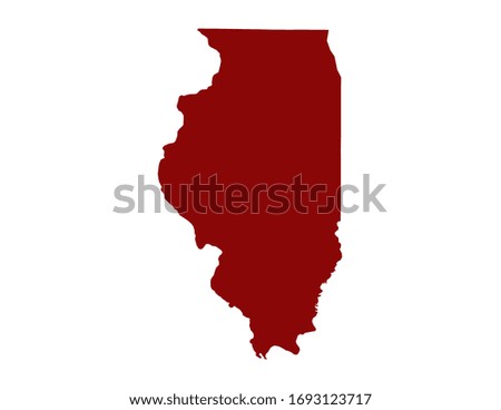 Deep Dark Red Illinois State Map On White Background