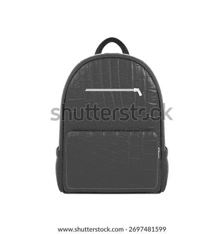 Deep Graphite Black Backpack made of Crocodile Leather, Front View