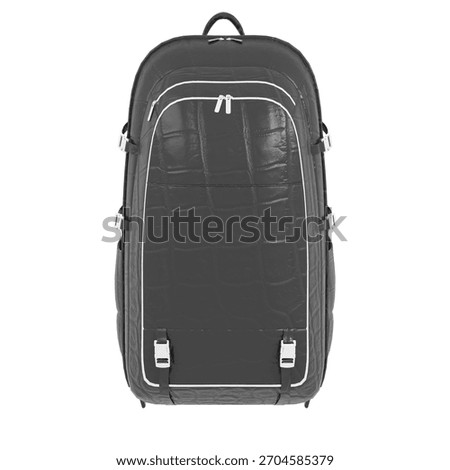 Deep Graphite Black Outdoor Backpack made of Crocodile Leather, Front View