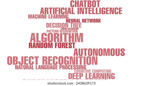 Deep learning in ai artificial intelligence texts on white background with machine learning technology