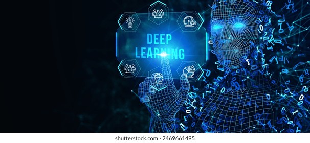 Deep learning artificial intelligence neural network. Technology, Internet and network concept. 3d illustration