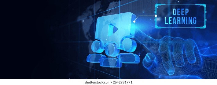Deep learning artificial intelligence neural network. Technology, Internet and network concept. 3d illustration