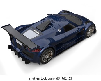 Deep Navy Blue Racing Super Car - Top Down Back View - 3D Render