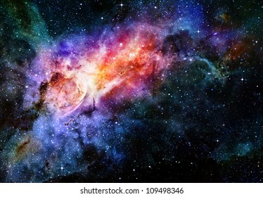 Deep Outer Space Background With Stars And Nebula