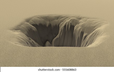 deep pit in the desert. 3d rendering