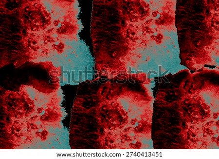 Deep red textures creating dramatic repetition