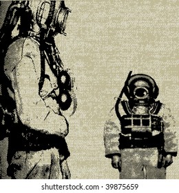 Deep Sea Diver Bitmap Background