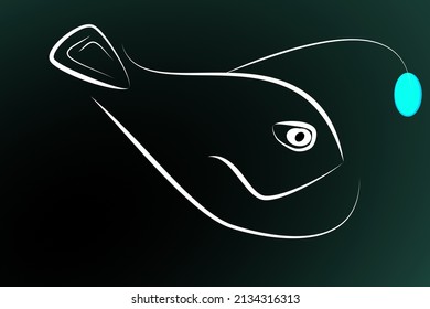 Deep Sea Fish. Anglerfish In The Dark. Glowing In Dark