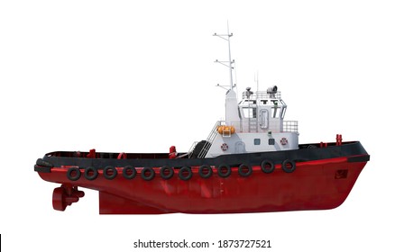 Deep Sea Tugboat 3D Illustration On White Background