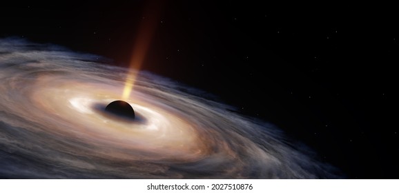 A deep space black hole galaxy. 3D illustration