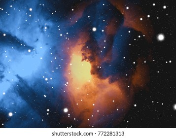Deep space star field. Universe filled with stars and gas. Far distant cosmos Illustration. - Shutterstock ID 772281313