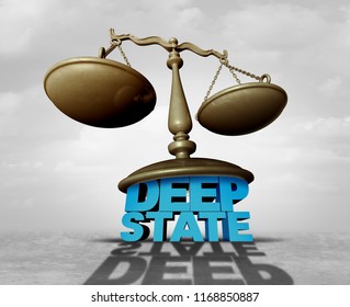 Deep State Law  And Secret Hidden Politics Concept As A Political Symbol Of An Underground Government Legal Bureaucracy With 3D Elements.