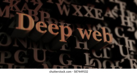 Deep web - Wooden 3D rendered letters/message.  Can be used for an online banner ad or a print postcard.