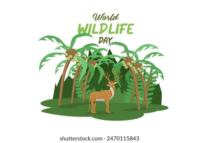 A deer enjoys the beauty of the forest alone by celebrating world wildlife day - Powered by Shutterstock