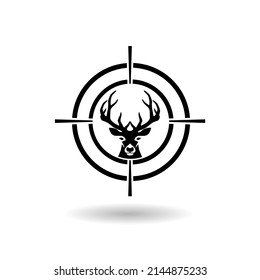 Deer In Gun Sight Icon With Shadow