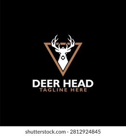Deer head logo icon isolated on black background
