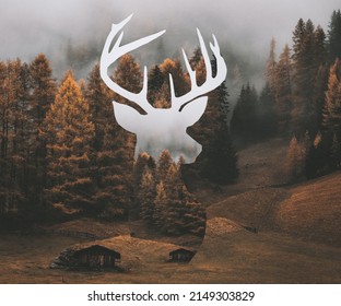 Deer Head Outline Silhouette Background Blend