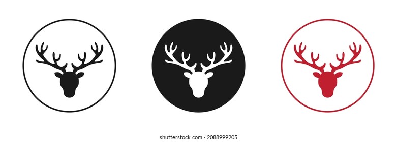 Deer Icon With Antlers. Set Of Icons.