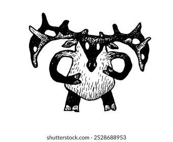 Deer roe deer Moose with horns tattoo cartoon print
 - Powered by Shutterstock