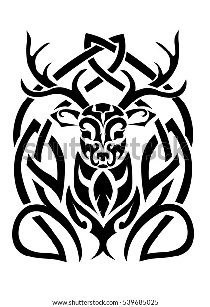 Deer Silhouette Celtic Ornament Isolated On Stock Illustration 539685025