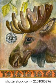 A Deer From Slavic Mythology With A Talisman On Its Horns