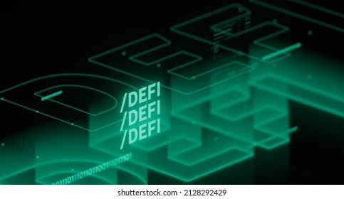 DeFi decentralized fintech web3 technology 3d illustration