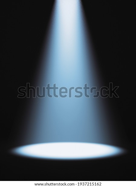 Defocused view on empty studio background\
lit from top by round spotlight. Visible light cone. Place for\
displaying your product. 3D\
Illustration.