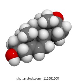 Dehydroepiandrosterone (DHEA, Prasterone) Steroid Molecule, Chemical Structure.