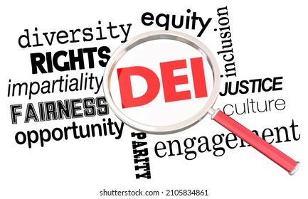 DEI Diversity Equity Inclusion Magnifying Glass Diverse Inclusive Search 3d Illustration