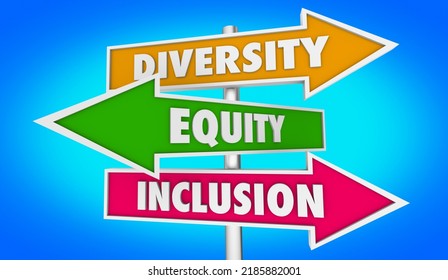 DEI Diversity Equity Inclusion Road Signs 3d Illustration