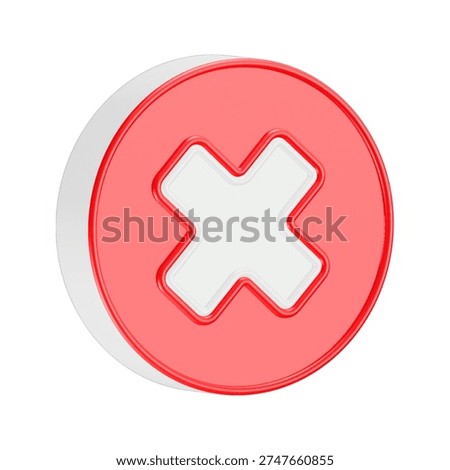 delete block icon 3d rendering red color