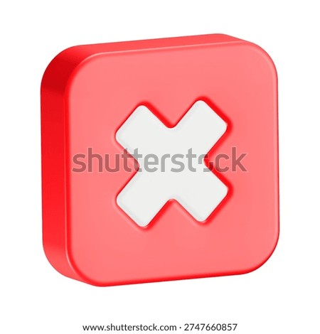 delete block icon 3d rendering red color