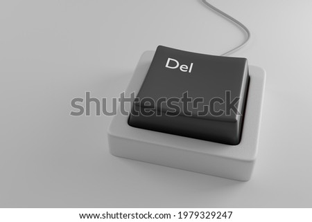 Delete message on black button keyboard.3D render.