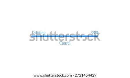 Deleting process with progress bar isolated on white background