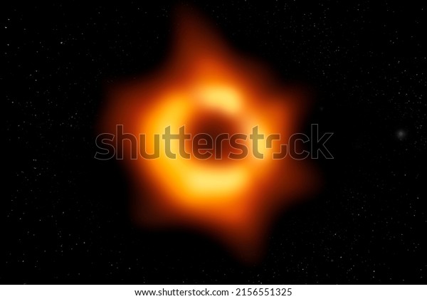 Delhi, India- May 16, 2022: 3D Render animation and\
Illustration. The Second Ever Black Hole Picture was taken from The\
Event Horizon Telescope.(2022) or representation of Milky Way black\
hole