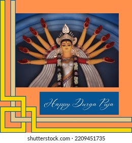 Delhi, India - October 3 2022 : Happy Durga Puja Wishes.